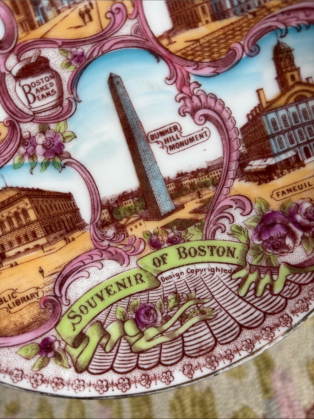 Souvenir of Boston Decorative Vintage Plate EUC
